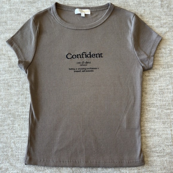 Riley & James  Womens Ribbed Top Casual Blouse Short Sleeve Small Mocha Confiden - Picture 1 of 9